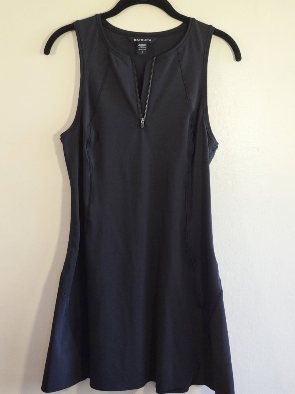 Athleta Ace Black Tennis Dress Sz Small Active Wear 1/4 Zip Sleeveless Golf - Picture 5 of 9
